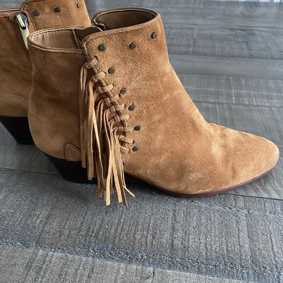 Sam Edelman Womens Sz 6.5 Suede Rudie Studded Fringe Tassel Western Ankle Bootie - Picture 3 of 11